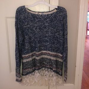 Sweater with lace trim